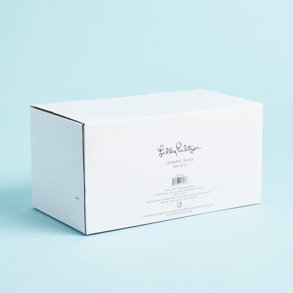 Lilly Pulitzer Ceramic Coffee/Tea Mugs Set of 2 Blue/Gold 12 oz. NIB - Picture 6 of 8